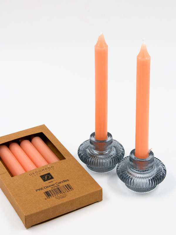 נר לפמוט  ורוד פודרה 6 יח'