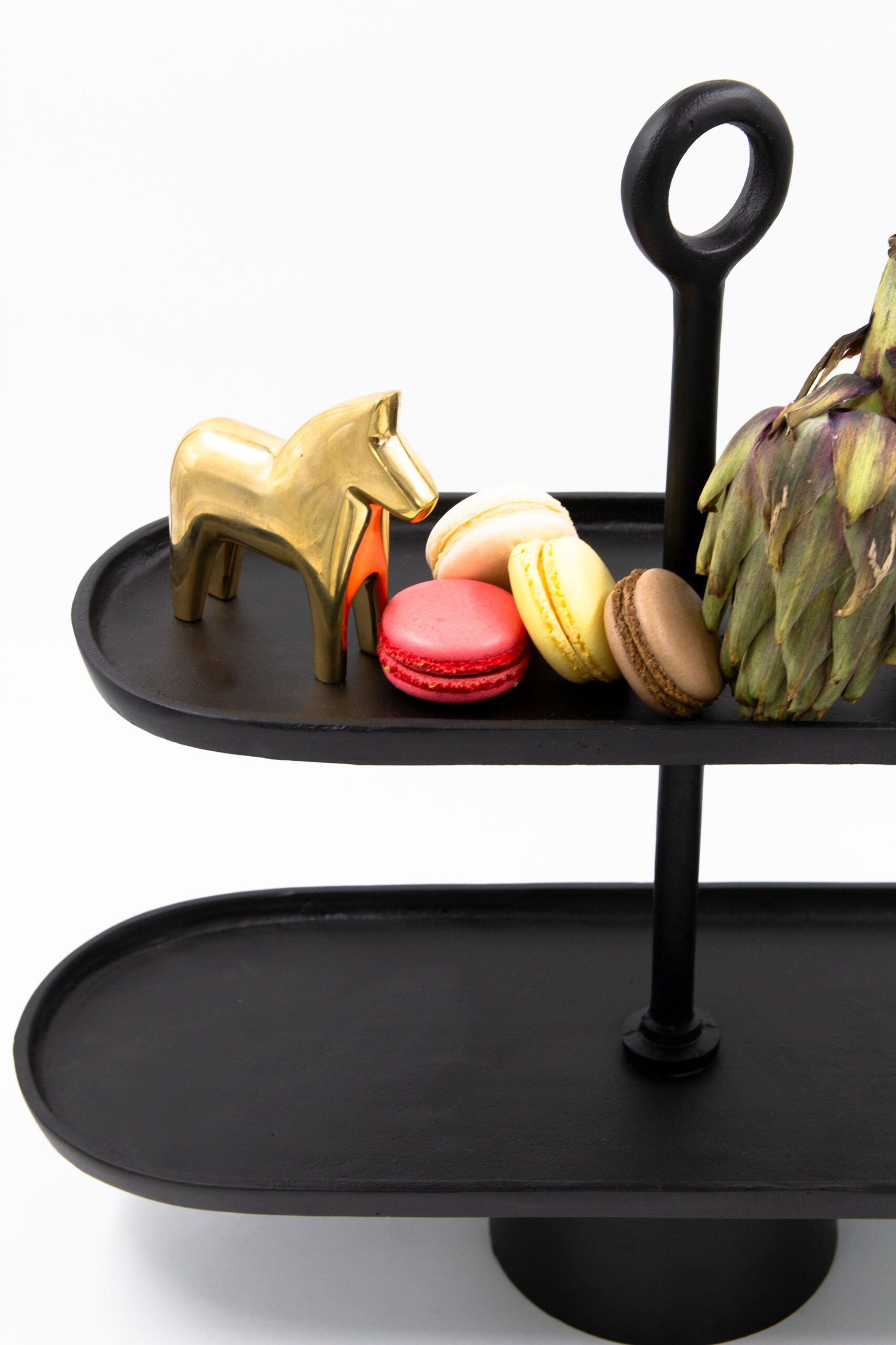 מגש 2 קומות על רגל שחור