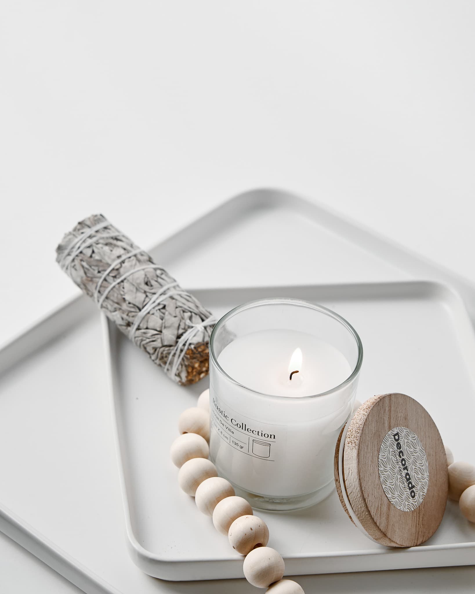 מגש חרס ריבועי לבן