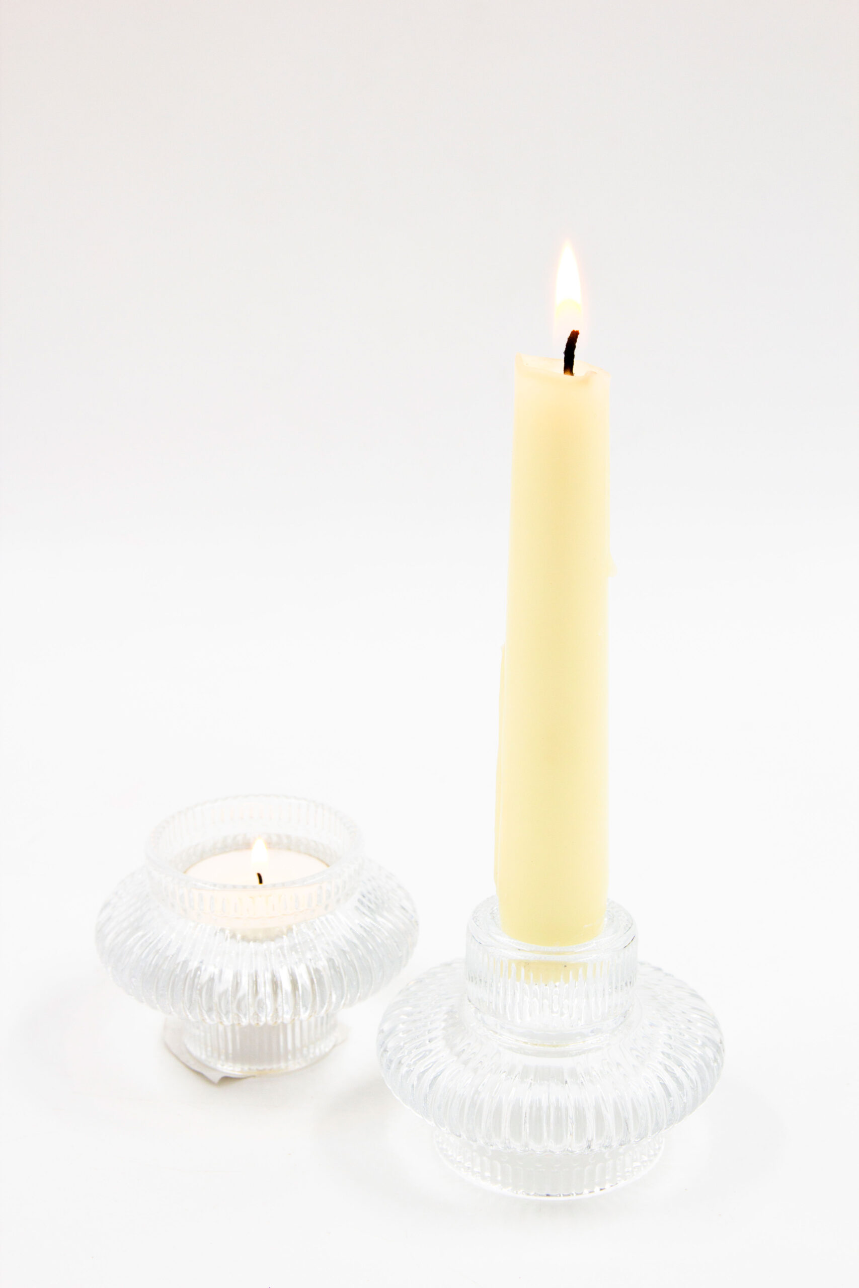 פמוט זכוכית דו"צ שקוף