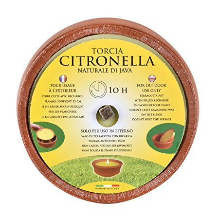 לפיד ציטרונלה נגד יתושים בכלי חרס 10 שעות בעירה