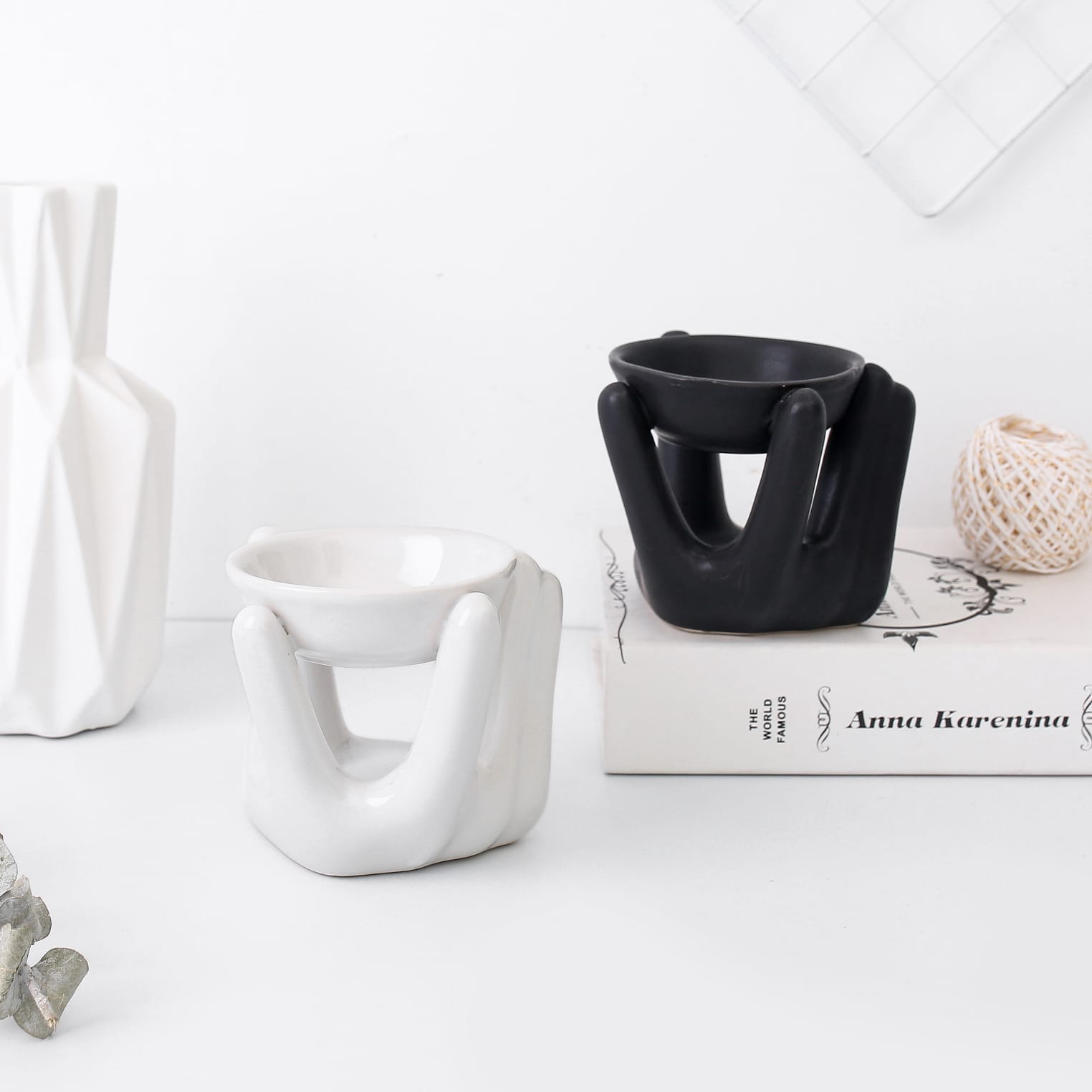 מבער יד אוחזת צלחת לבן מבער יד אוחזת צלחת לבן