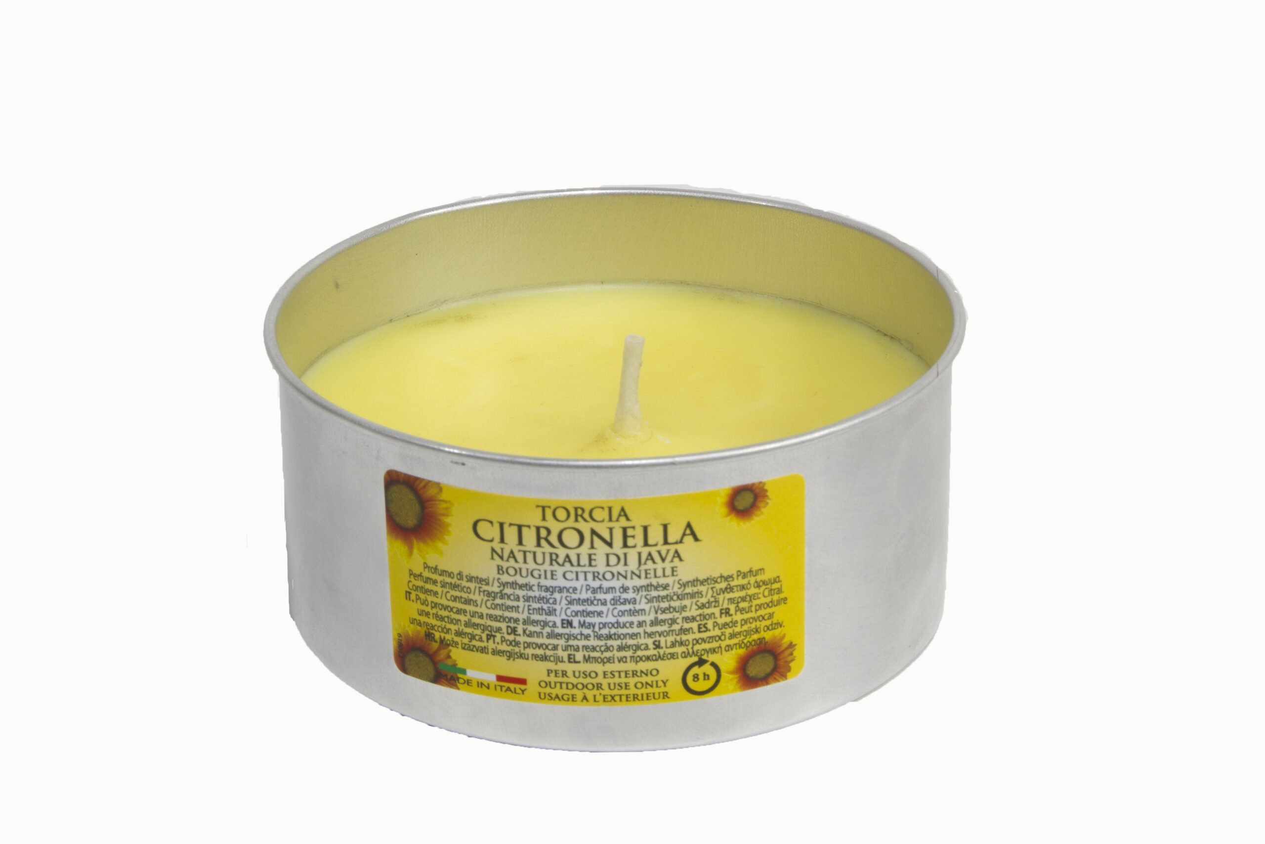 נר ציטרונלה מתכת 8 שעות בעירה