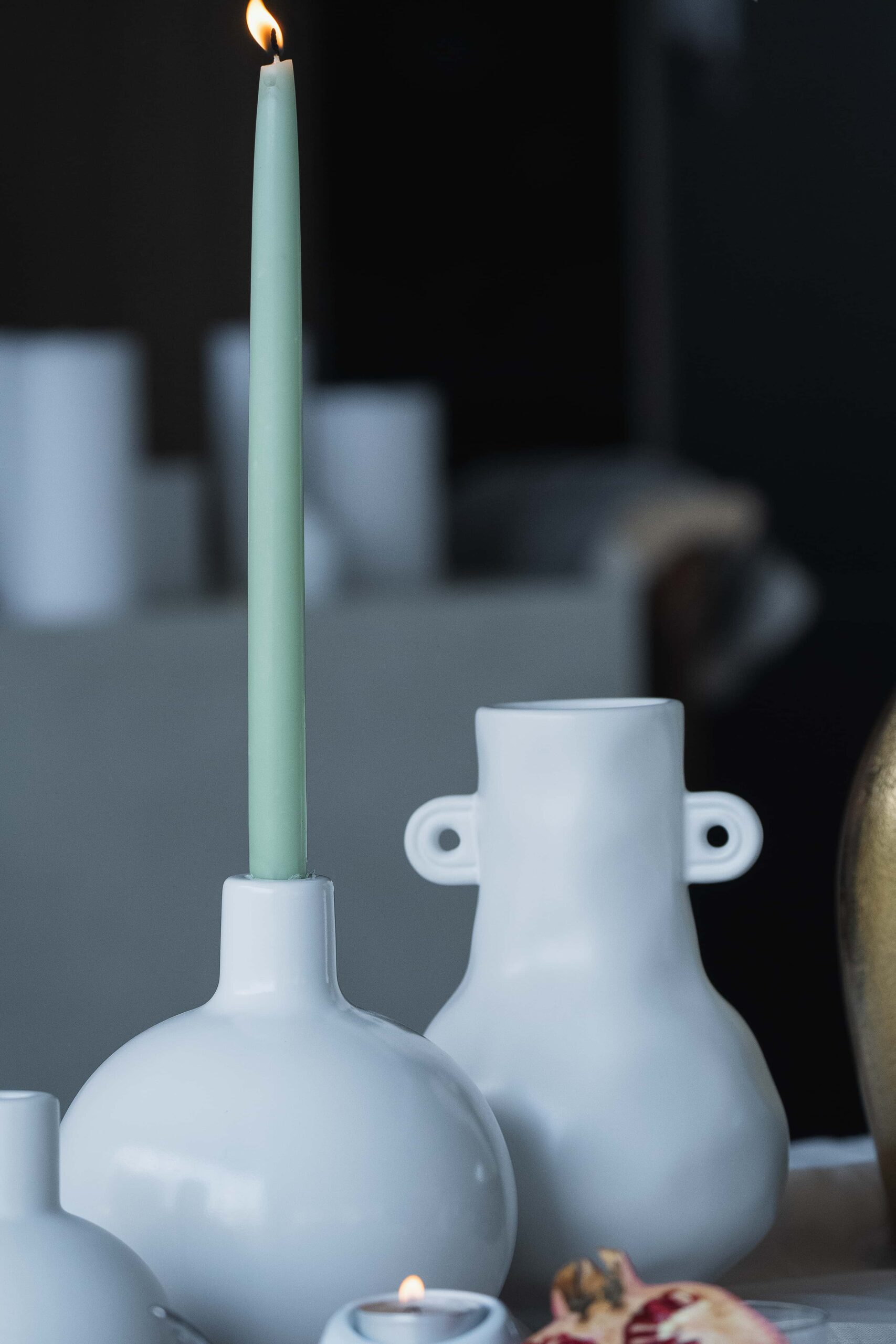 פמוט חרס GLOBE לבן פמוט חרס GLOBE לבן