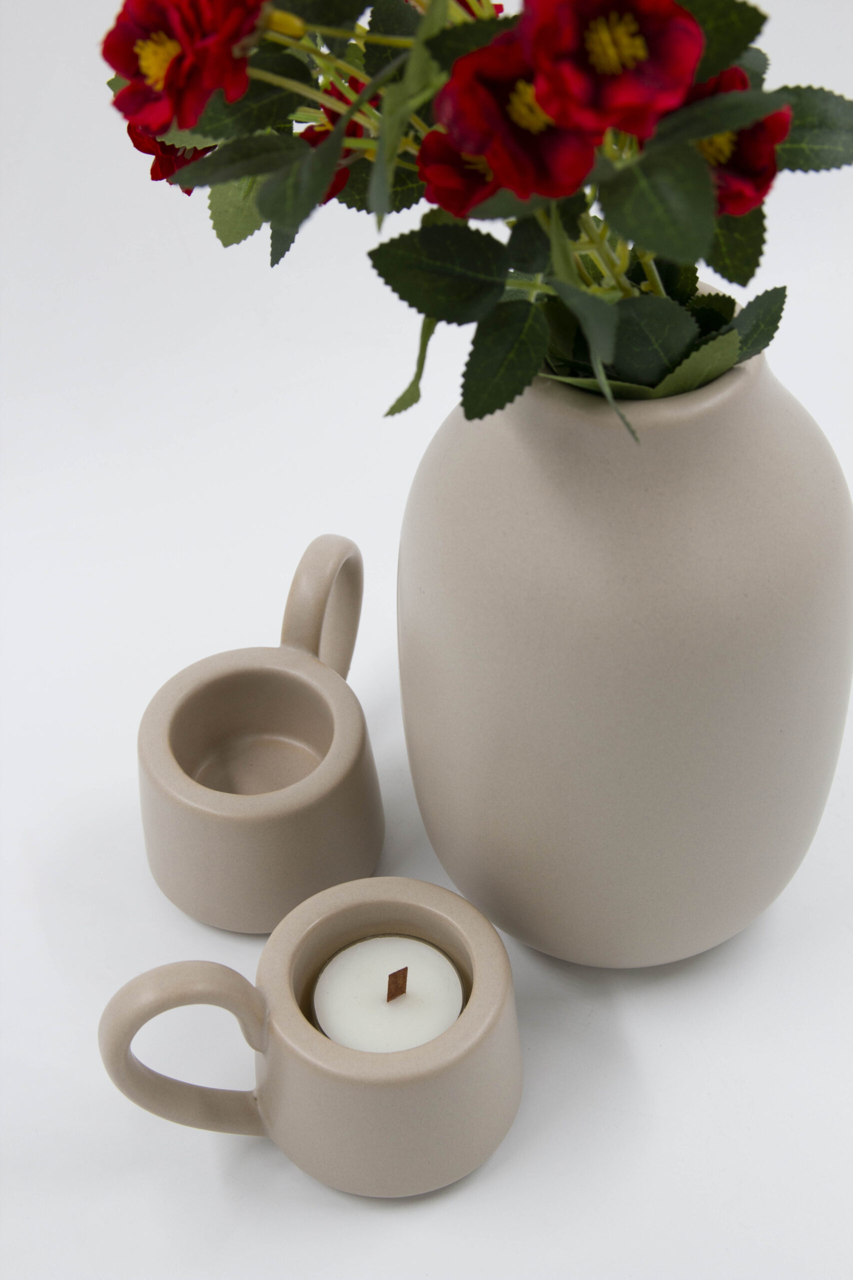 פמוט חרס TEA ניוד בהיר פמוט חרס TEA ניוד בהיר