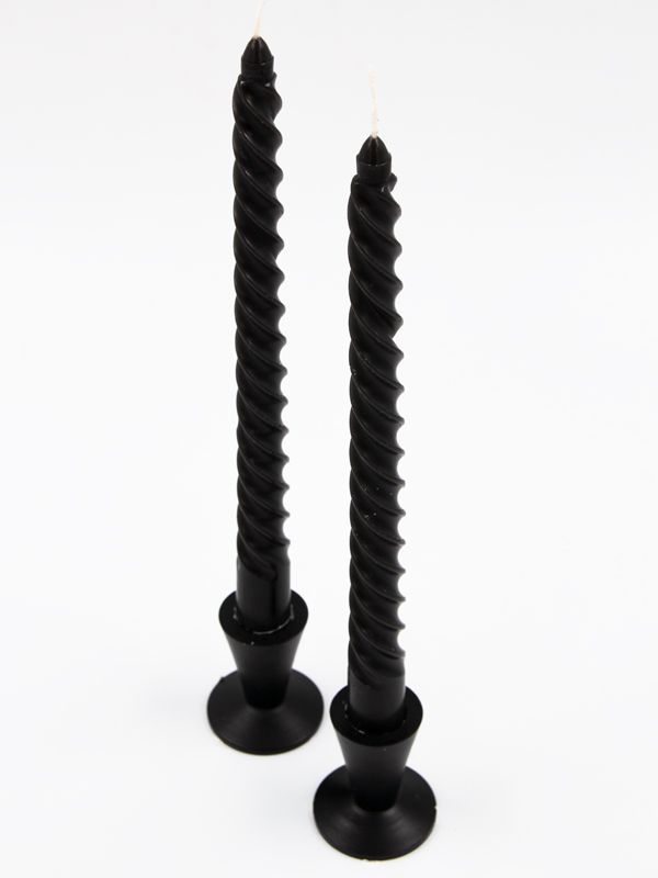 זוג נרות ספירלה שחור
