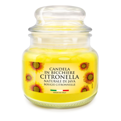 נר ציטרונלה נגד יתושים בזכוכית מכסה