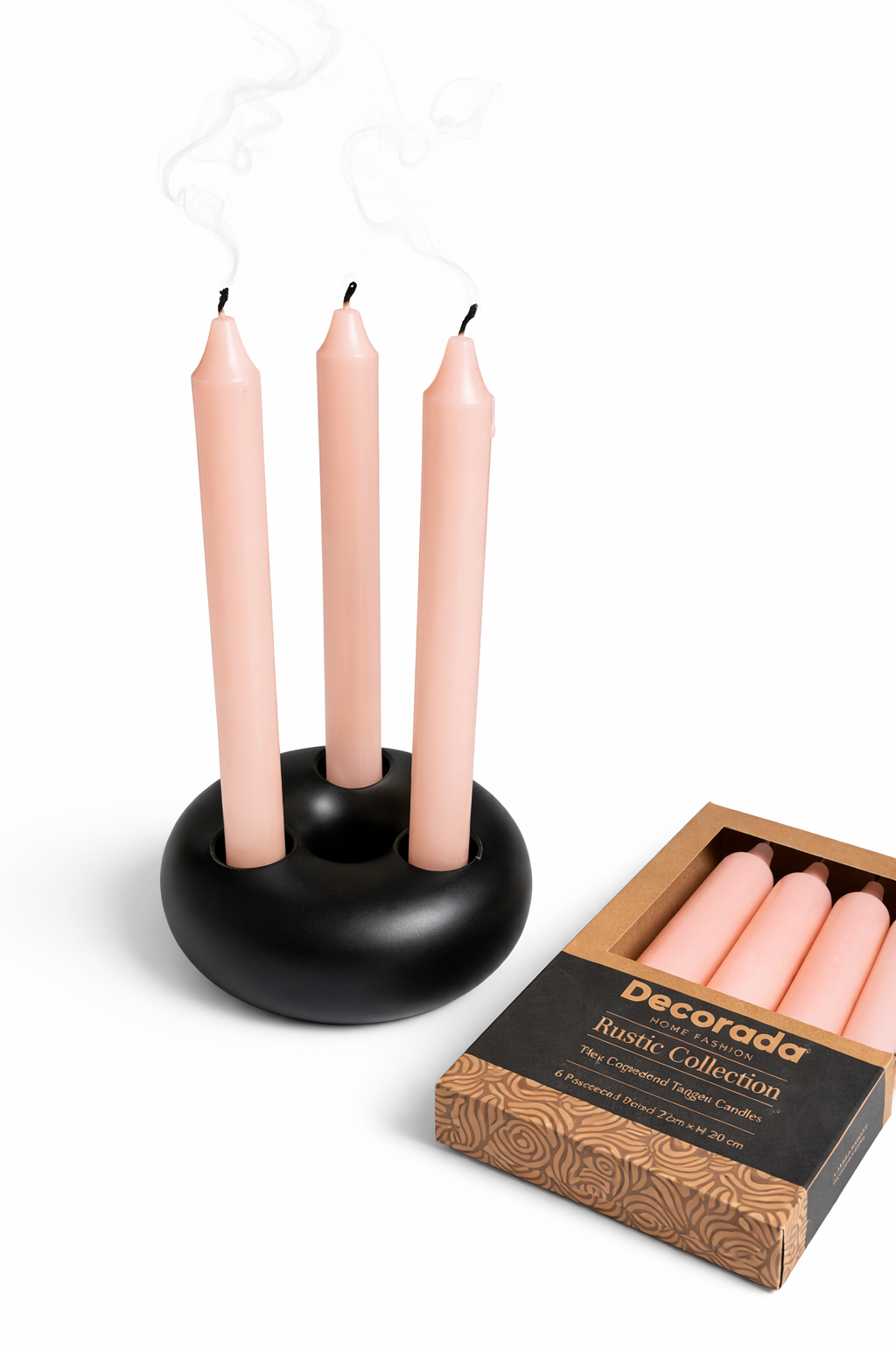 נר לפמוט ורוד פודרה 6 יח'