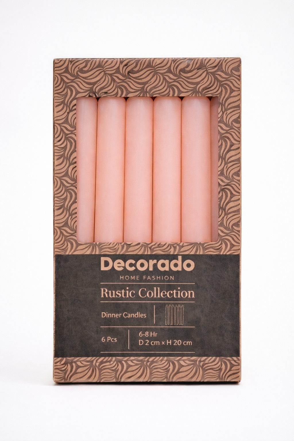 נר לפמוט ורוד פודרה 6 יח'