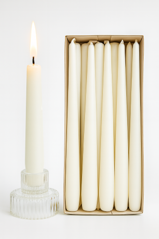 נרות לפמוטים 10 יחי' לבן