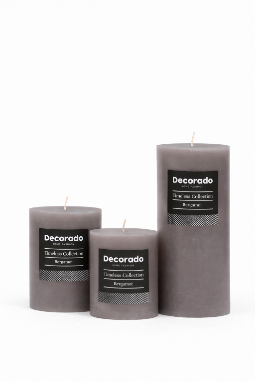 נר ריחני אפור אורבני קוטר 7 ס"מ BERGAMOT