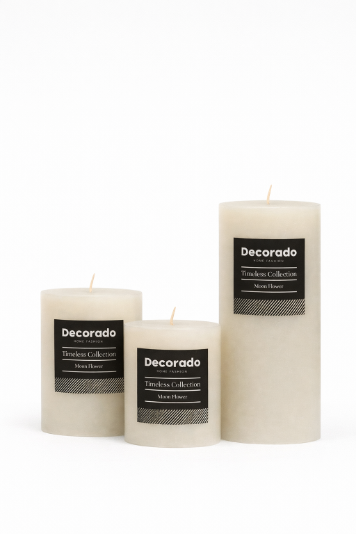 נר ריחני אפור אבן קוטר 7 ס"מ  MOON FLOWER