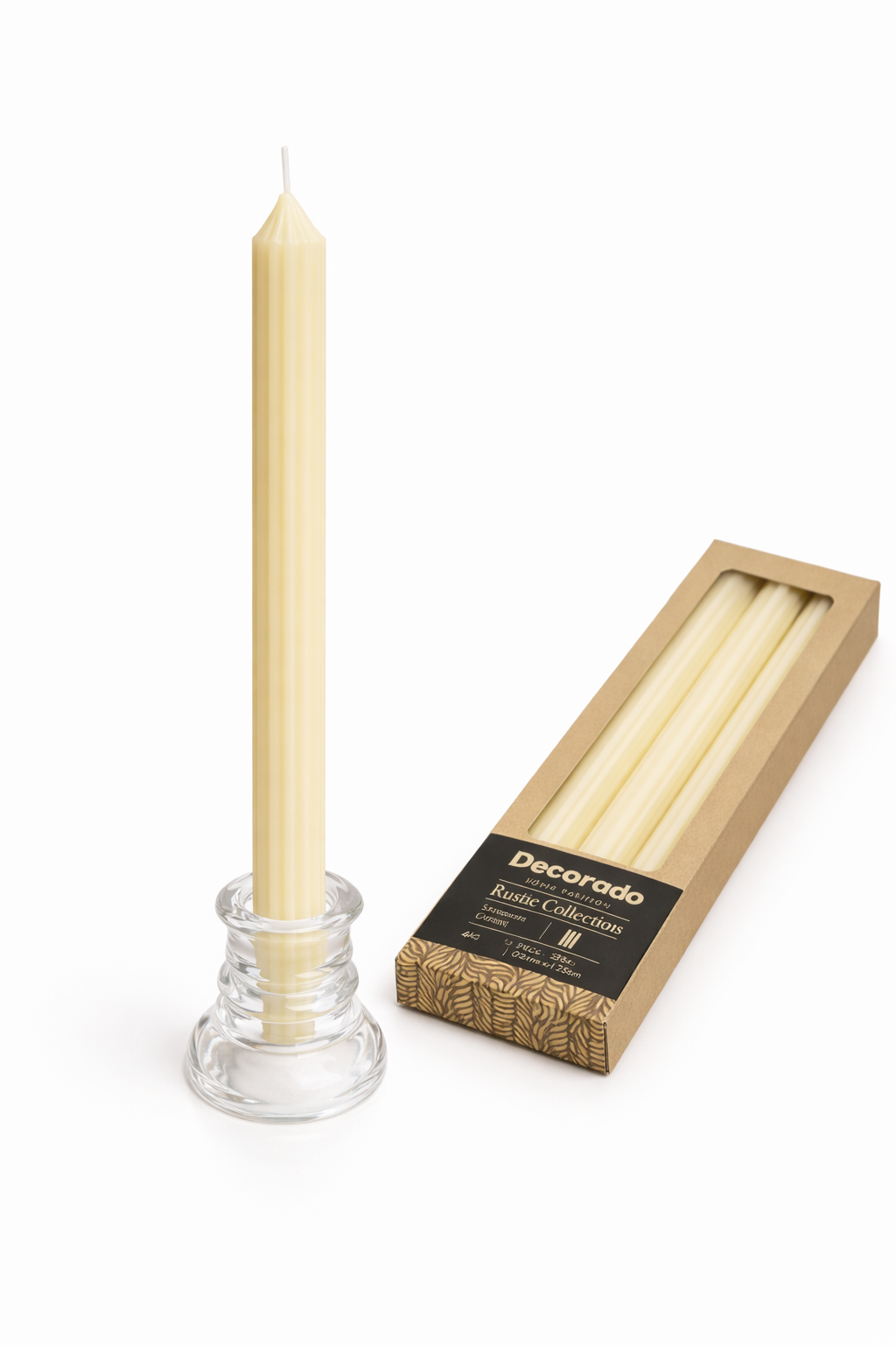 נר  לפמוט STRIPE  שמנת