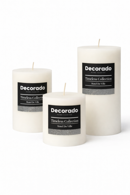 נר ריחני לבן קוטר 7 ס"מ HOTEL DE VILLE