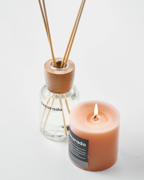 נר ריחני ורוד פודרה קוטר 7 ס"מ FLOWER IMPACT