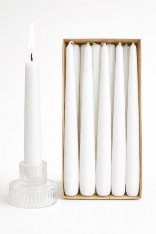 נרות לפמוטים 10 יחי' לבן