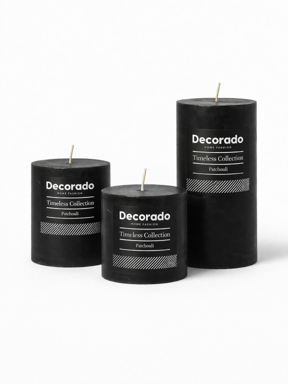 נר ריחני שחור קוטר 7 ס"מ PATCHOULI