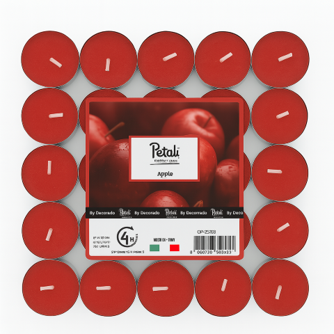 נרות טי לייט 25 יח' תפוח - אדום