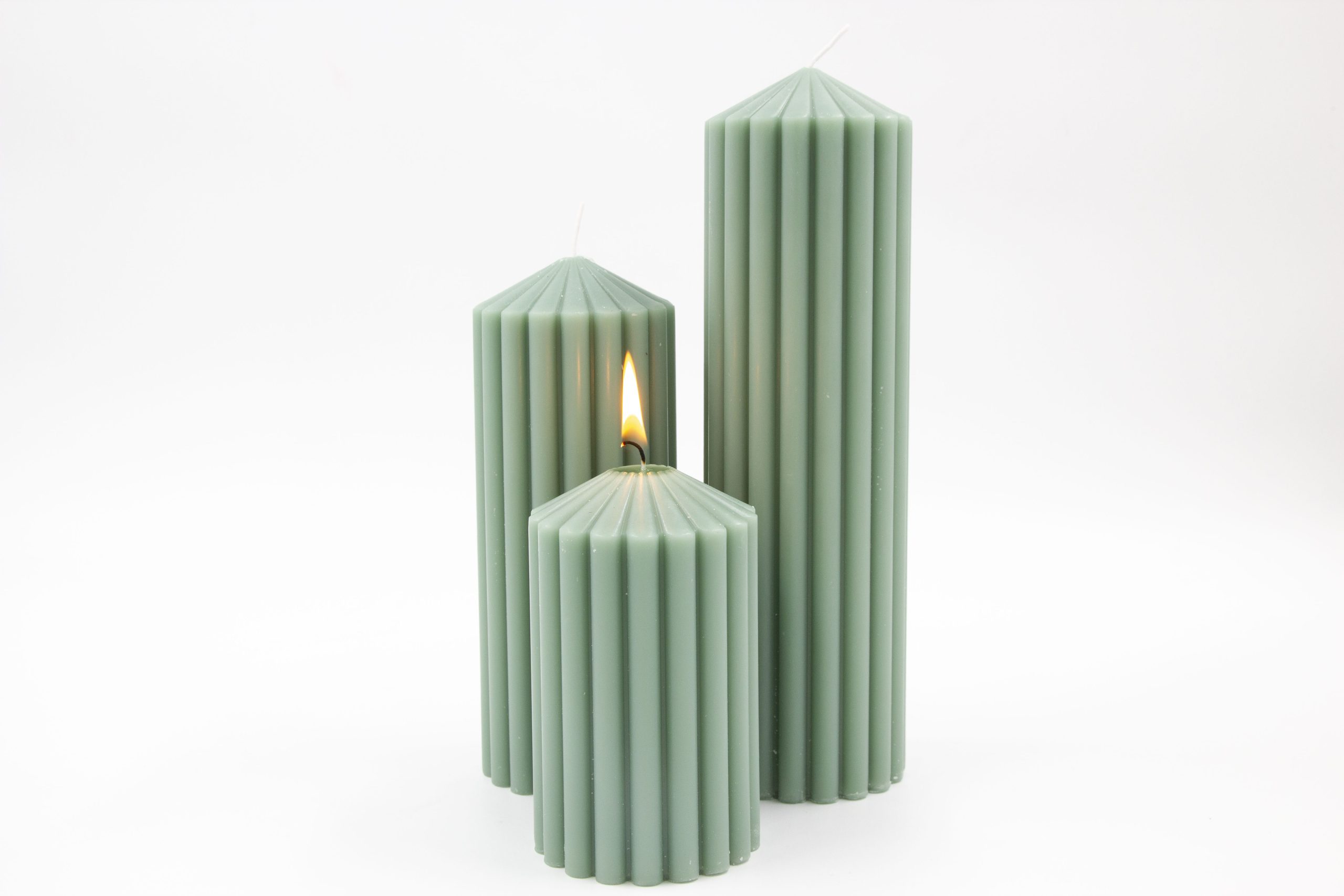 נר 7/12 סמ STRIP ירוק פסטל