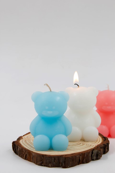 נר מעוצב דובי - תכלת