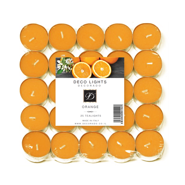 נרות טי לייט 25 יח' תפוז שוקולד