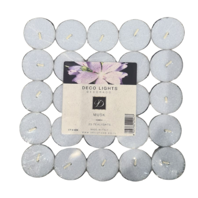 נרות טי לייט 25 יח' מסק - תכלת