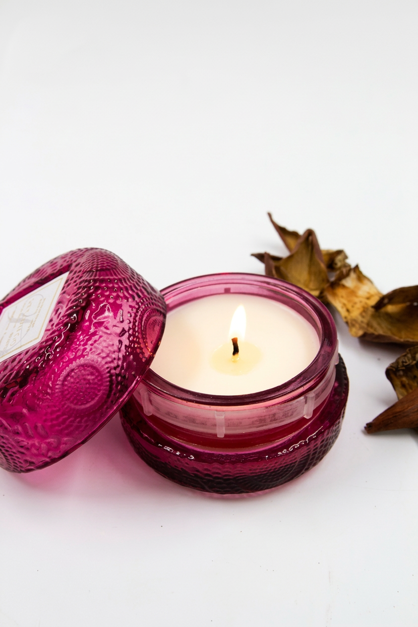 נר סויה מקרון GRAPEFRUIT & POMEGRANATE בורדו - grapefruit-pomegranate