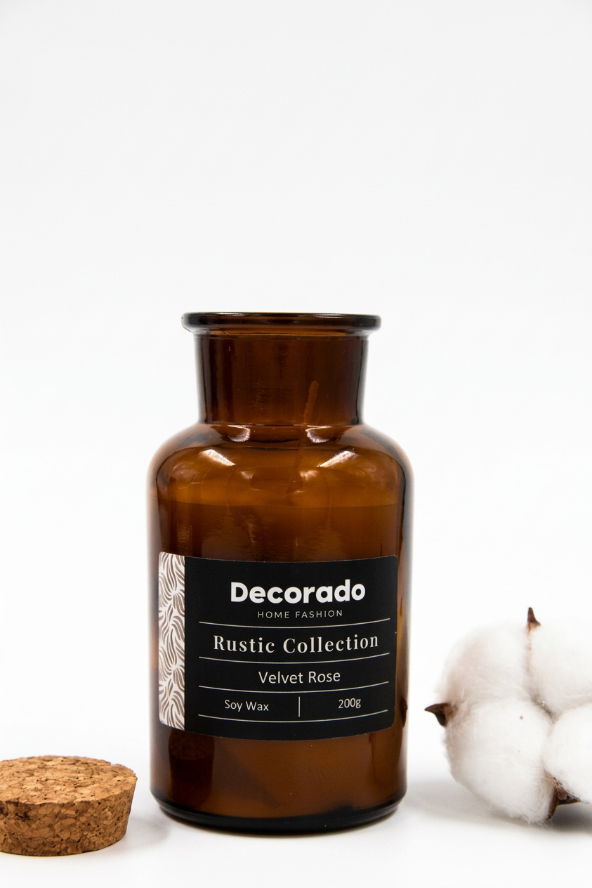 נר סויה רוסטיק בקבוק VELVET ROSE - velvet-rose