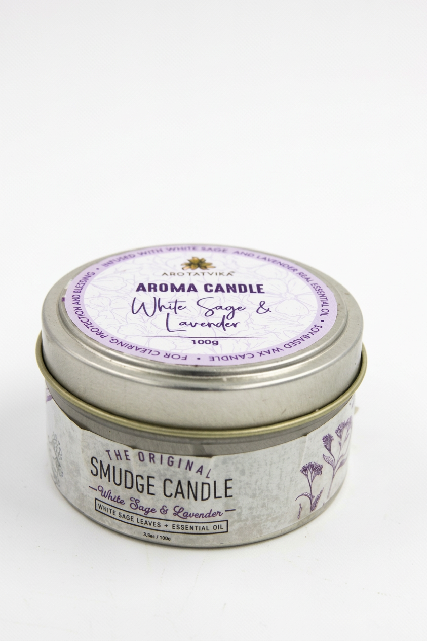 נר שעווה טבעית סמאדג'  WHITE SAGE