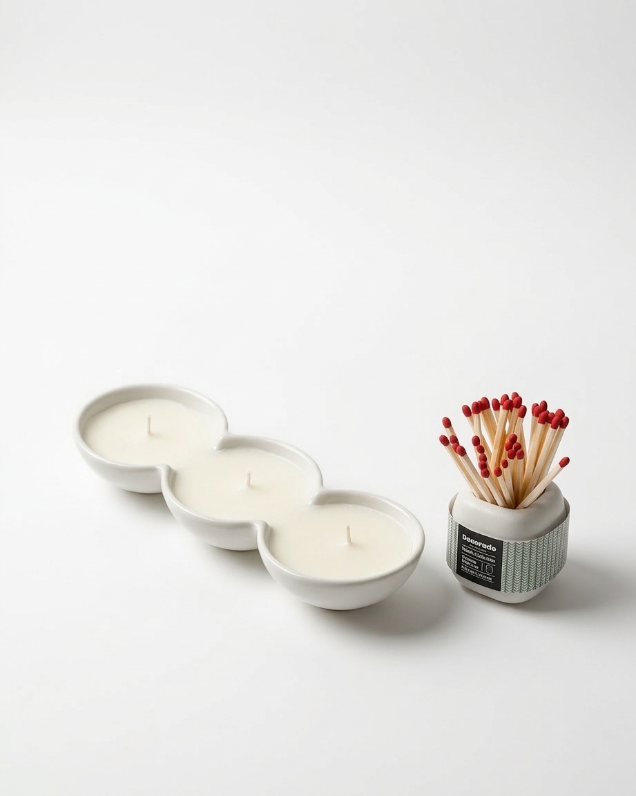 נר בחרס טריו 3 פתילים 23*9 ס"מ