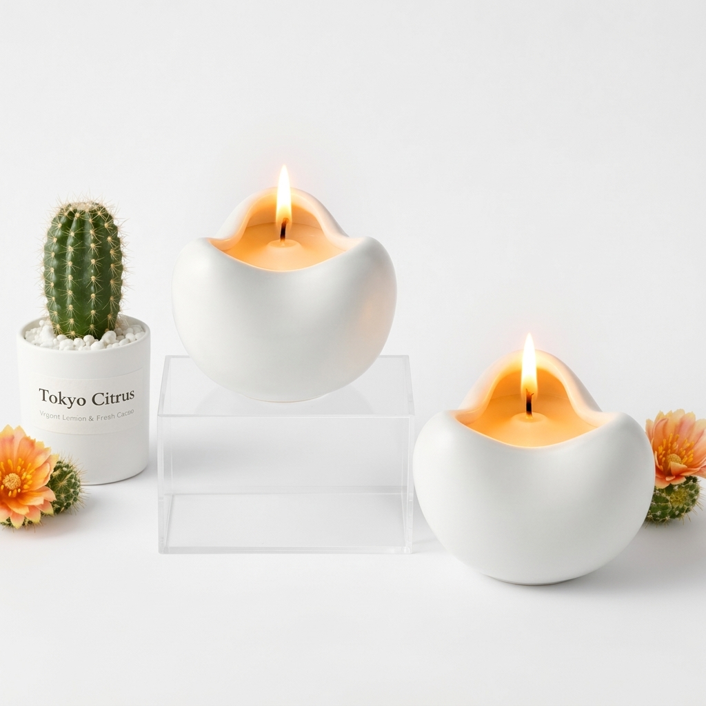 נר FLOR לבן 10 ס''מ