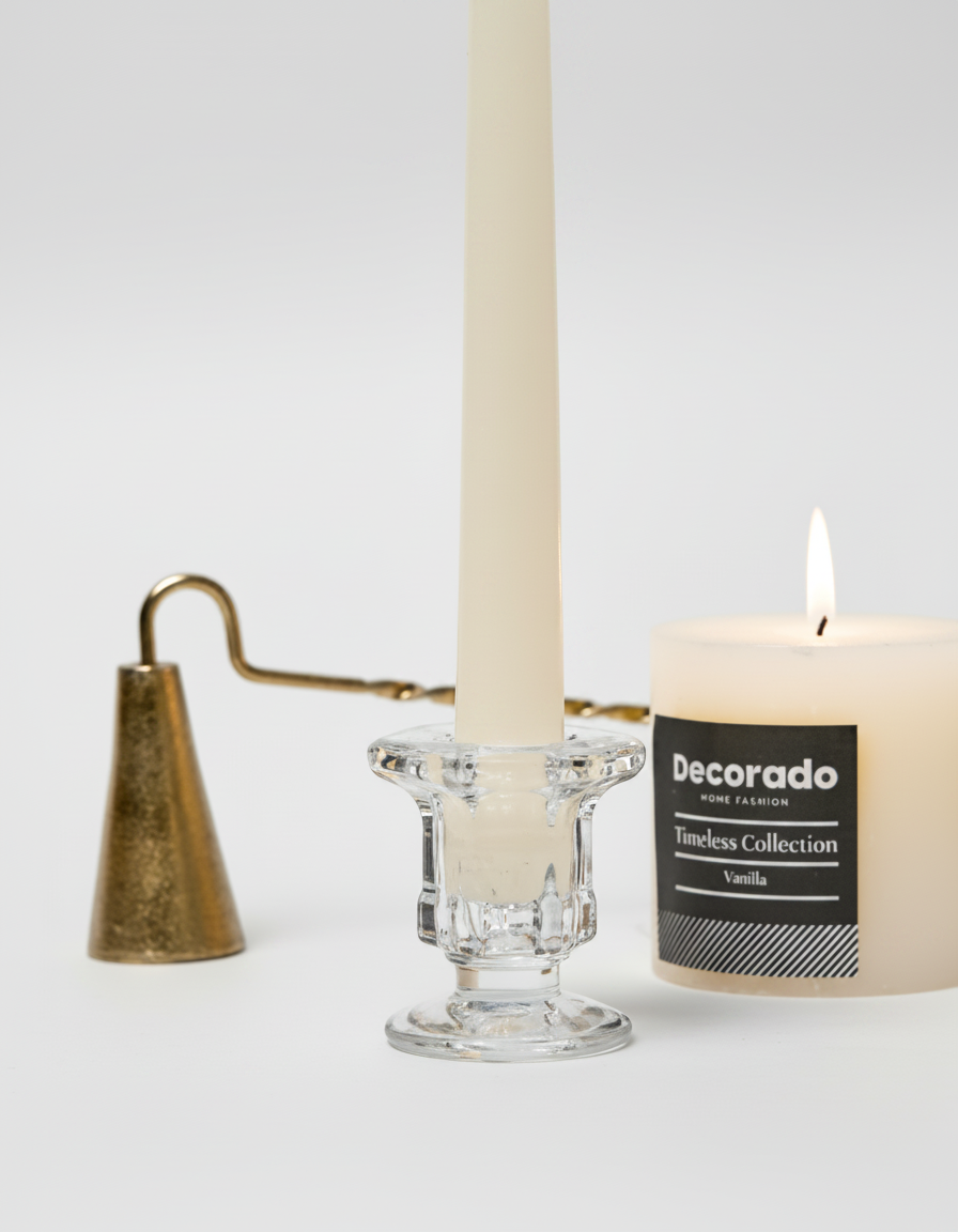 פמוט זכוכית משושה לנר אצבע