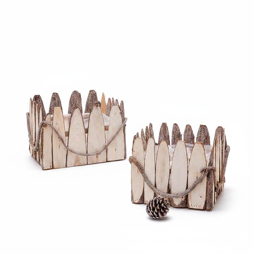 סלסלת פרוסות עץ - 21 ס"מ