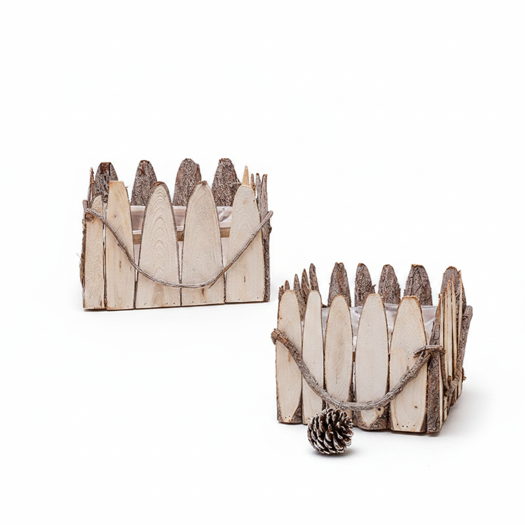 סלסלת פרוסות עץ - 25 ס"מ