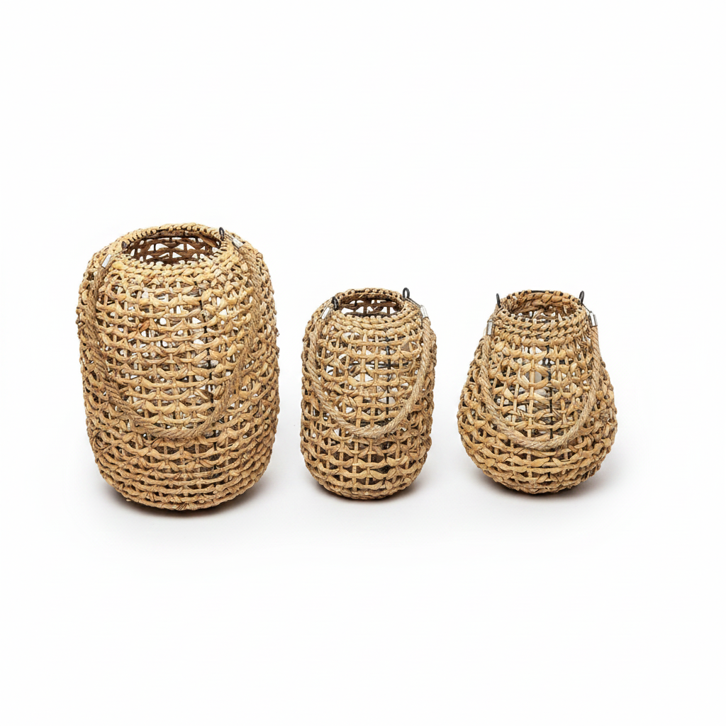 23 קש קלועים STRAW LANTERN בינונית 30 סמ