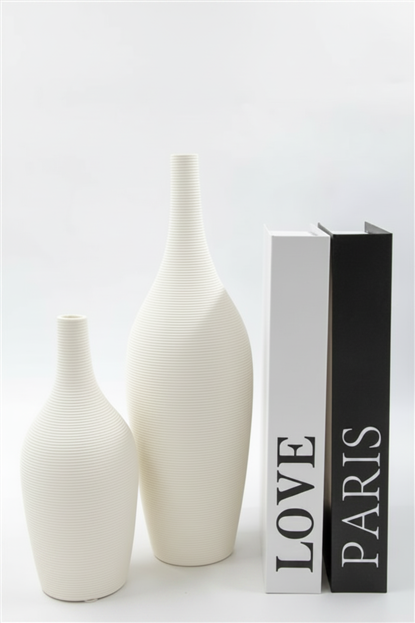 כד חרס לבן צוואר ארוך 11/33 סמ