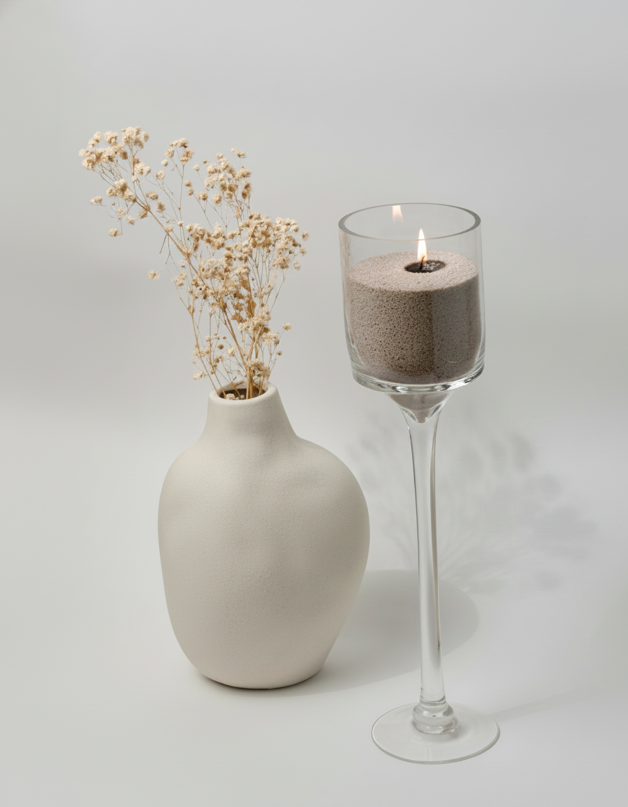 פמוט זכוכית על רגל בינוני 40 ס"מ