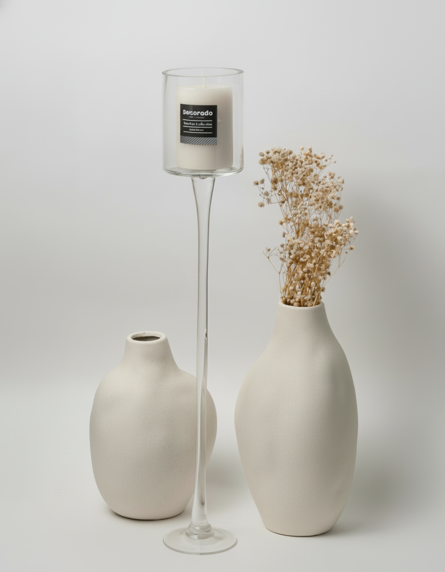 פמוט זכוכית על רגל ענק 60 ס"מ