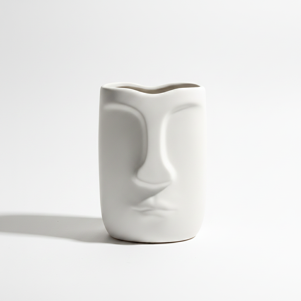 כד חרס FACE 17 סמ לבן