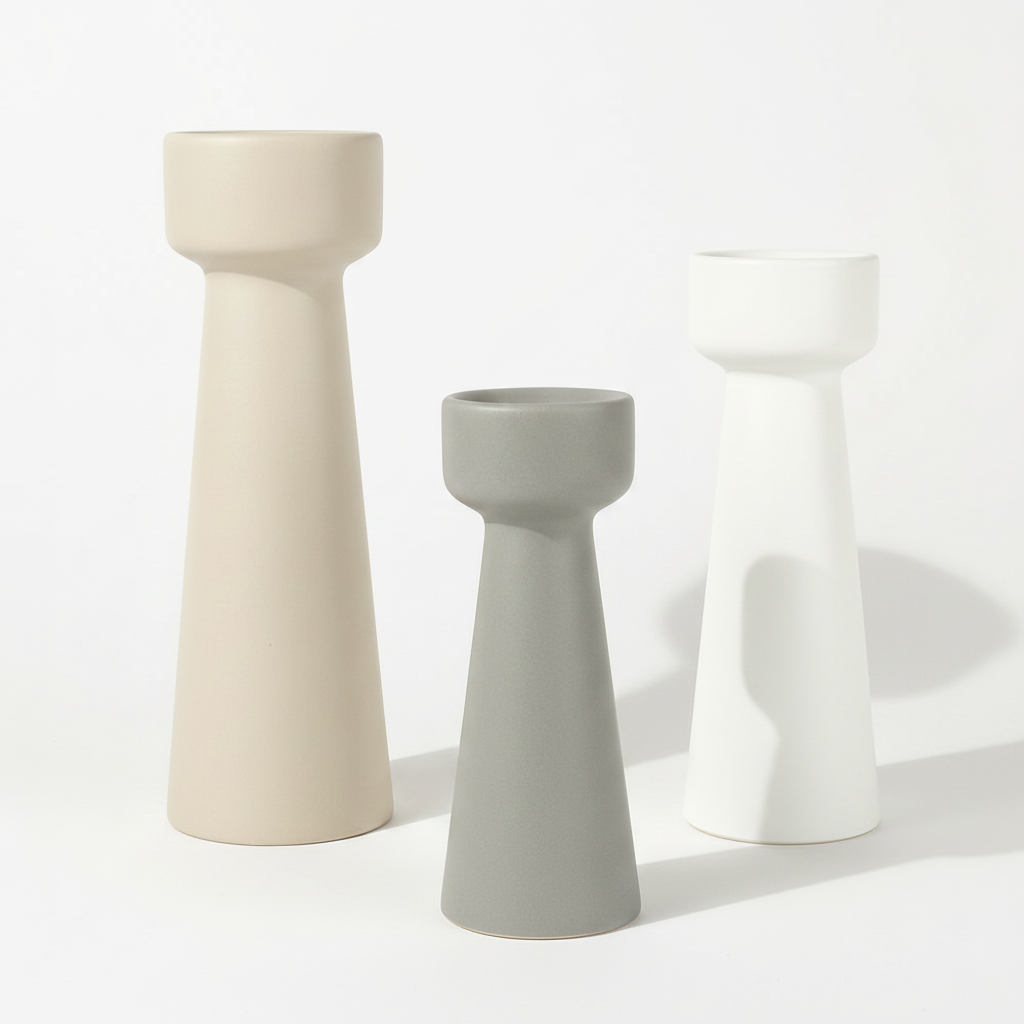 סט פמוטי חרס PEPER אפור לבן 20-25-30 ס''מ