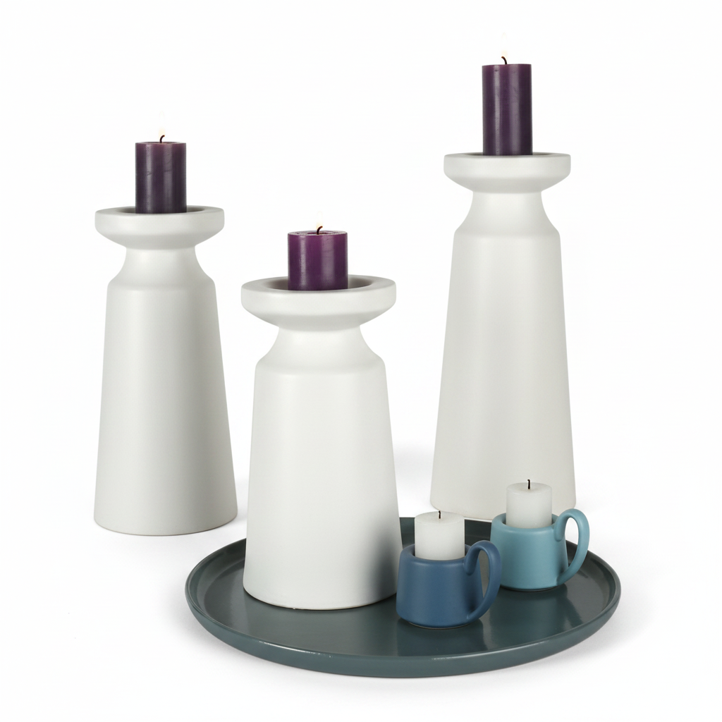 פמוט TOWER לבן בינוני 30 ס''מ