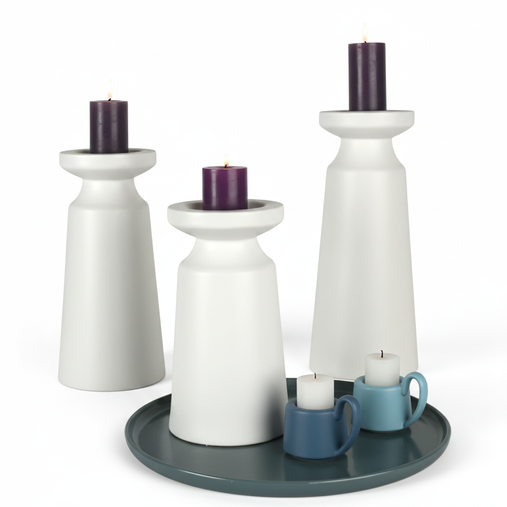 פמוט TOWER לבן גדול 35 ס"מ