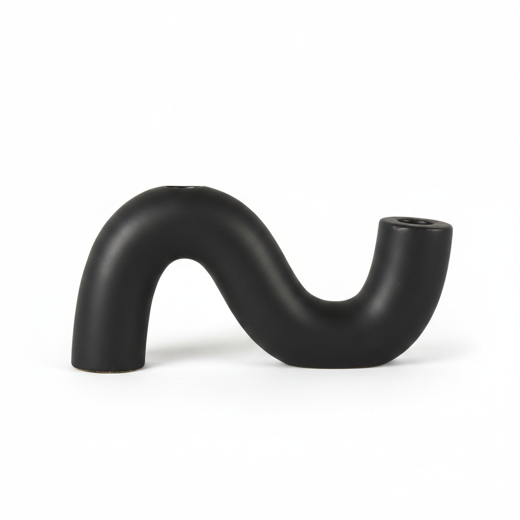 פמוט חרס WAVE שחור 4*10