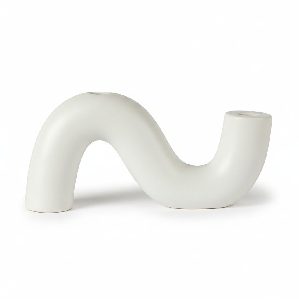 פמוט חרס WAVE לבן 4*10