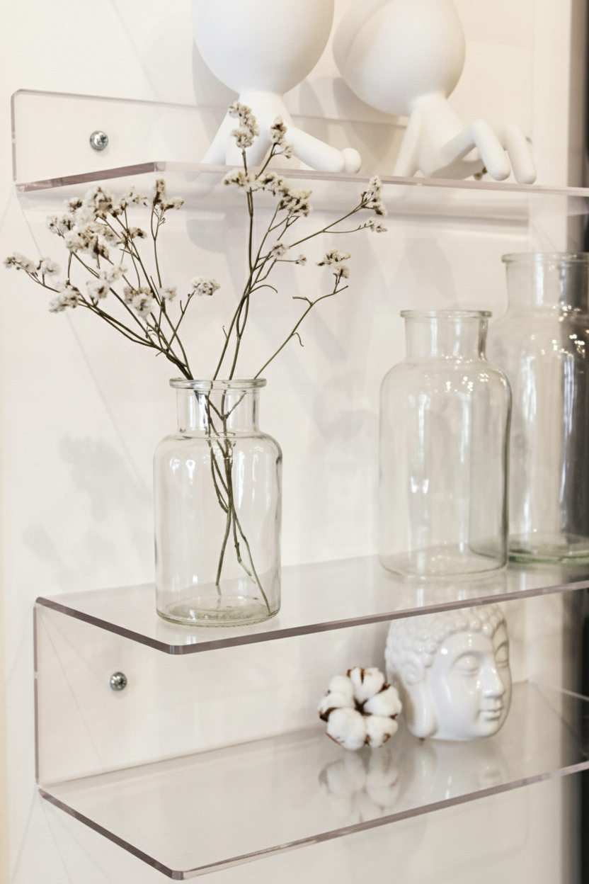 שלישיית מדפי אקרילי שקופים 15.5/40 סמ