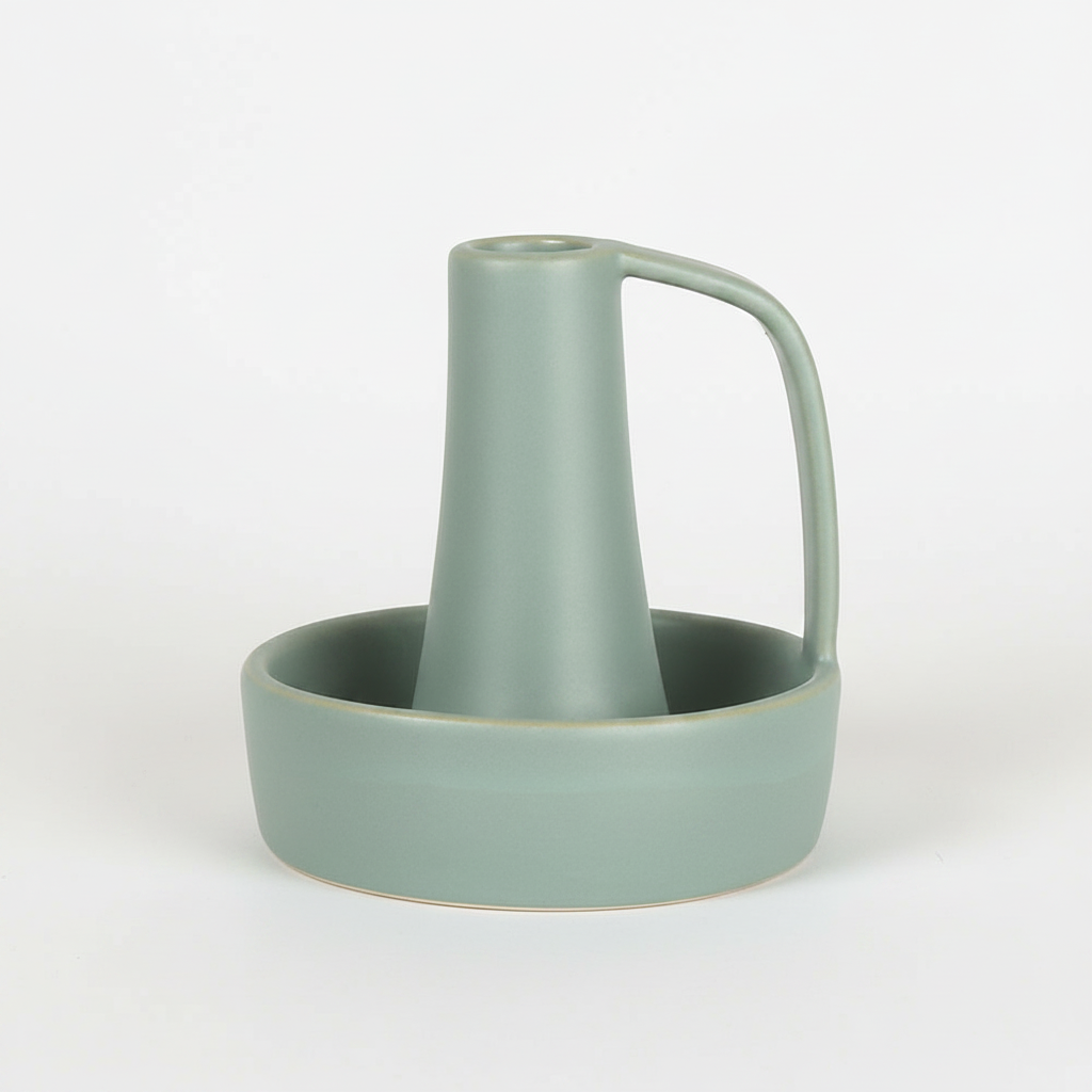 פמוט חרס OLD ירוק פסטל 10*10