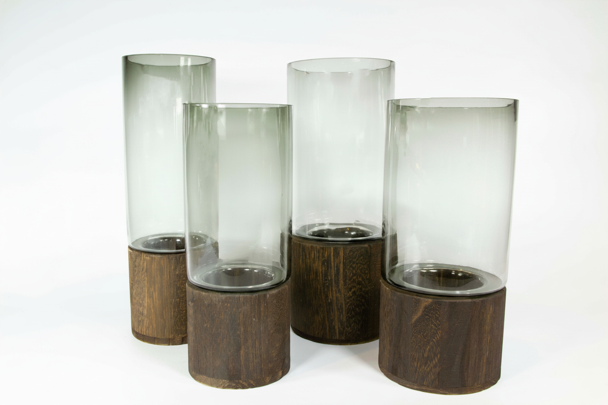 צילנדר זכוכית ועץ 25 סמ