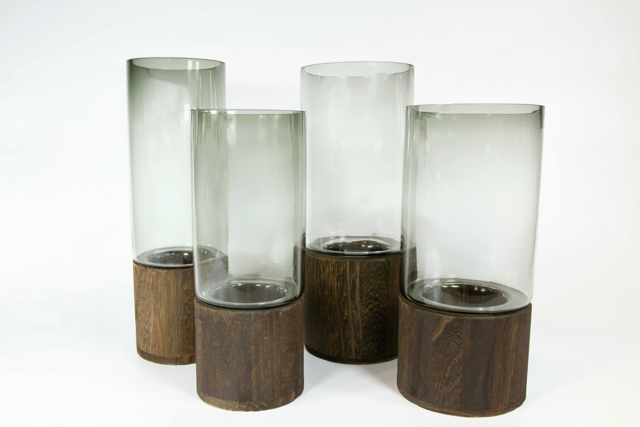 צילנדר זכוכית ועץ 30 סמ