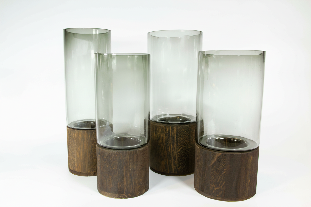 צילנדר זכוכית ועץ 12*30 סמ