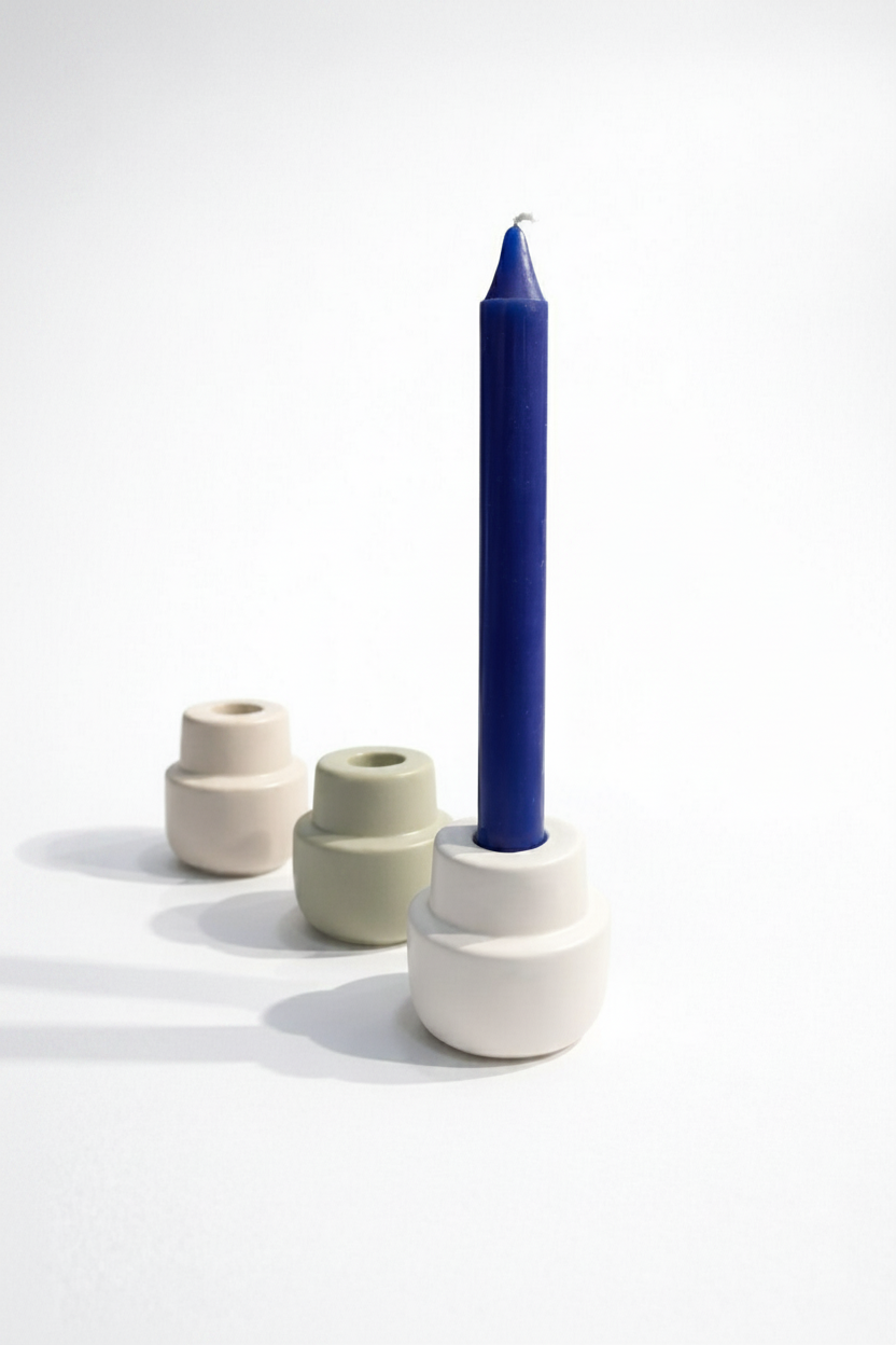 פמוט חרס GAP לבן 8 ס''מ